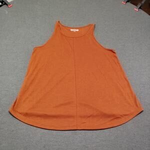 Mudd Women's Sleeveless Blouse Burnt Orange Rust High Low Knit Tank Top Large L